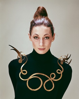 Anjelica Huston wearing The Jealous Husband Calder