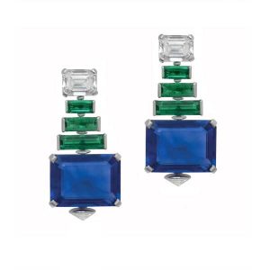 Bulgari ‘Giardini Italiani’. Earrings with sapphire, emerald and diamond