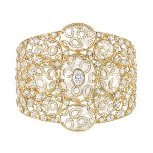 Les Talismans de Chanel 'Magnétique' cuff in 18K yellow gold set with diamonds and cabochon-cut crystals