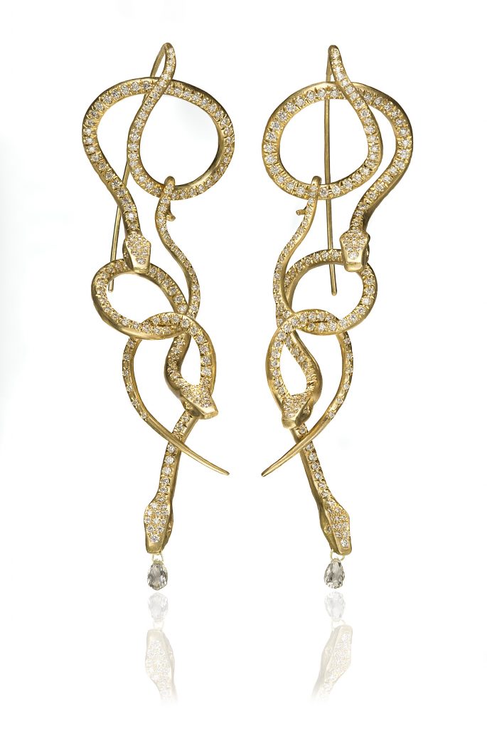 Earrings with diamonds by Annette Ferdinandsen