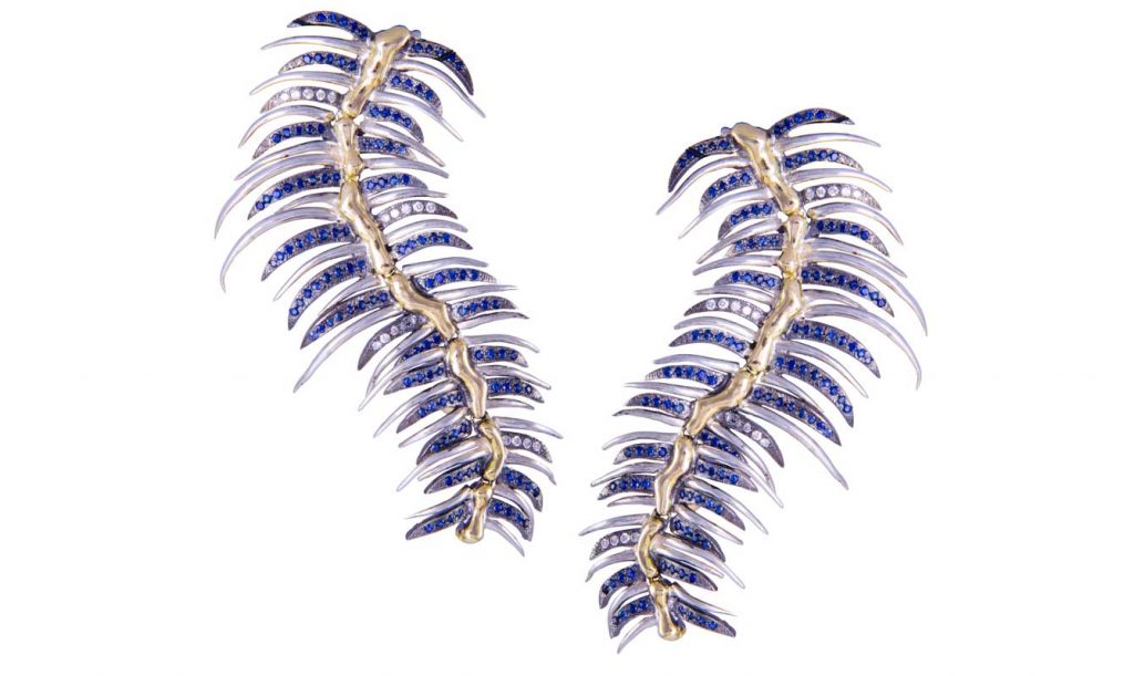 Caterpillars earrings from the 'Garden of Earthly Delights' collection by Gaelle Khouri 