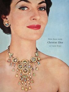 A 1956 campaign featuring a necklace by Francis Winter for Dior