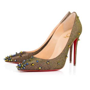 A Multicolor pump made with crepe satin and lurex. A classic revisited by the genius Christian Louboutin with a 100mm heel height.