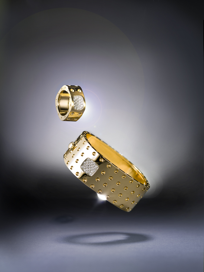 Pois et moi Collection di Roberto Coin. Anello e bracciale in oro giallo e diamanti. Pois et moi Collection by Roberto Coin. Yellow gold diamond ring and bracelet