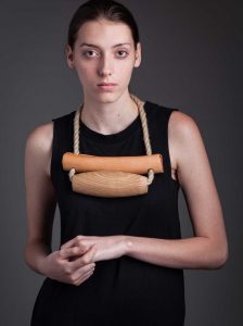 "Wood leather necklace" by Sophie Taylor, (Hons) Jewellery Design 2013. 