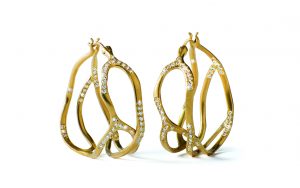 Earrings with diamonds by Annette Ferdinandsen