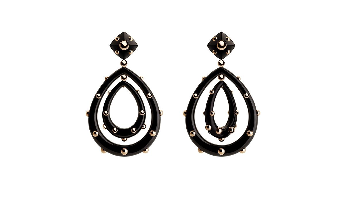 Medium Goccia earrings in black enamel