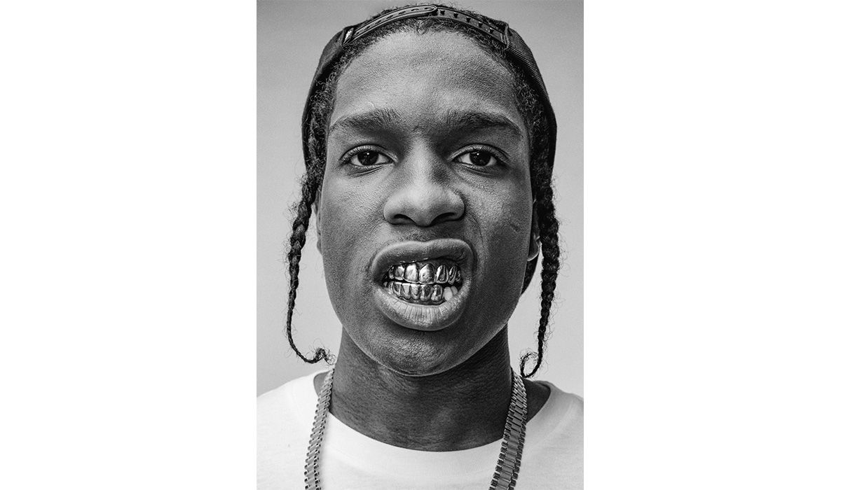 Clockwise. A$AP Rocky wearing classic gold grills, sometimes referred to as slugs or fronts. Copyright: Clay Patrick McBride, Brooklyn, 2013. Meek Mill.