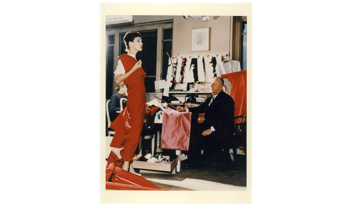 Christian Dior with model Lucky, circa 1955 Courtesy of Christian Dior