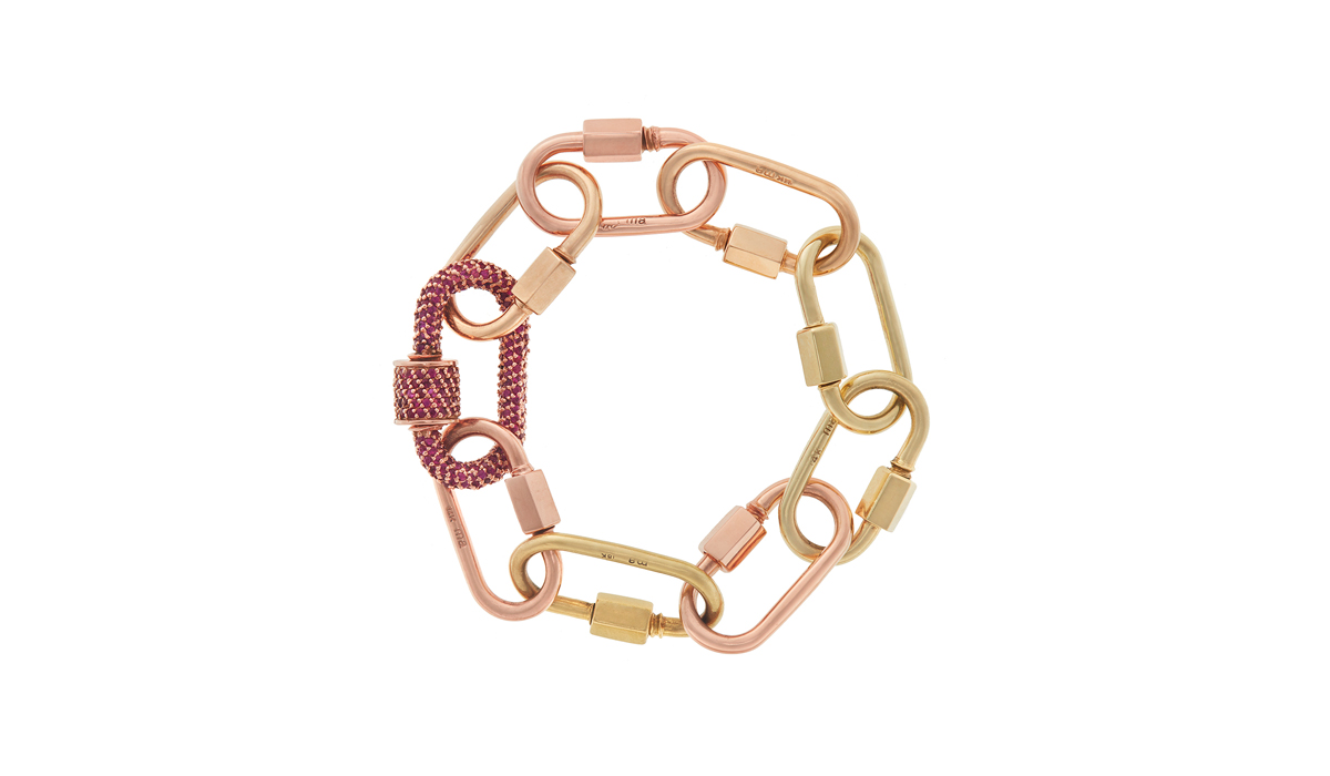 RUBY ALL STONE LOCK AND MEDIUM LOCK BRACELET BY MARLA AARON