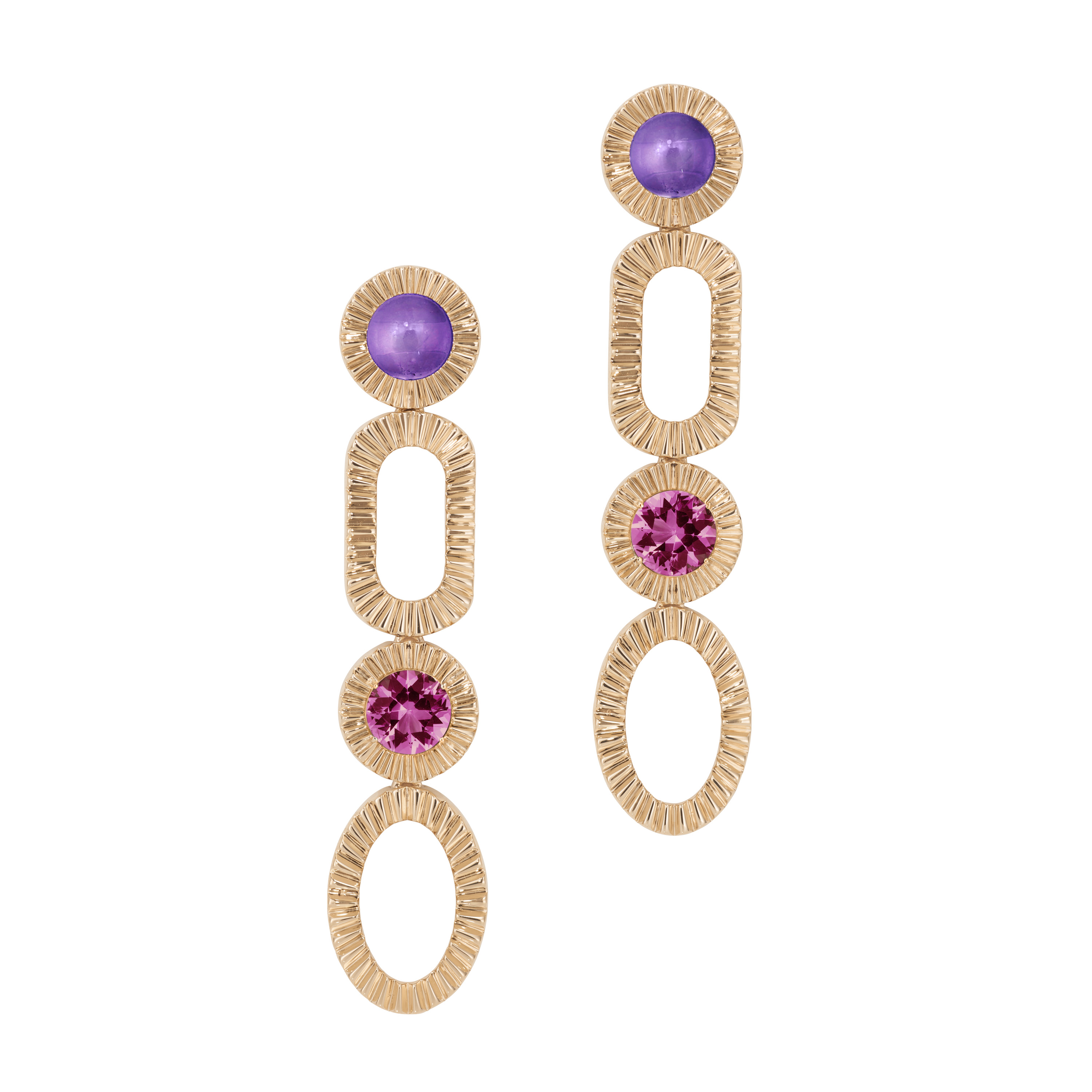 ALINA ABEGG Soap opera earrings rose gold with amethyst and pink tourmaline