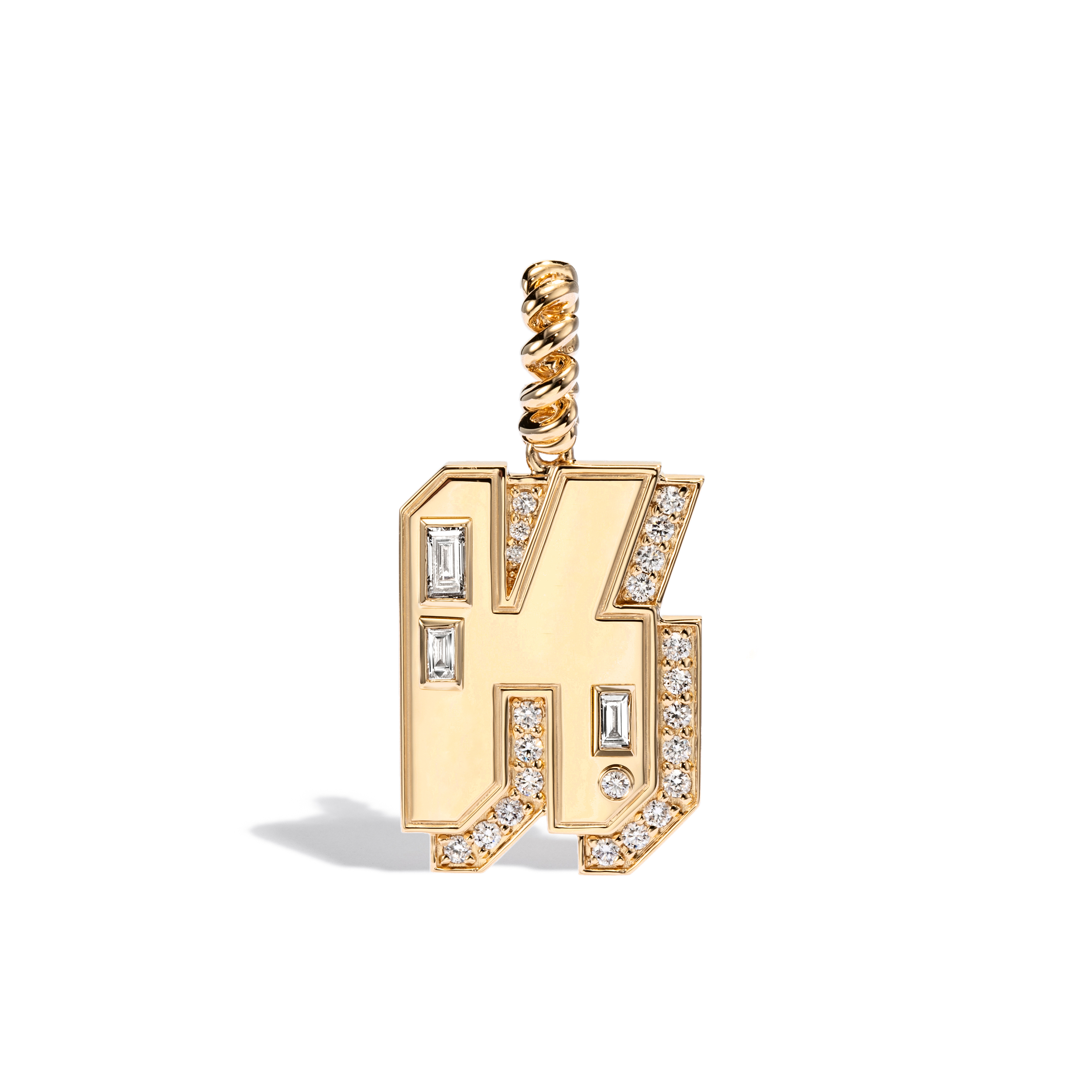Boochier Jumbo Yellow Gold and DIamond Nostalgia Letter Pendant