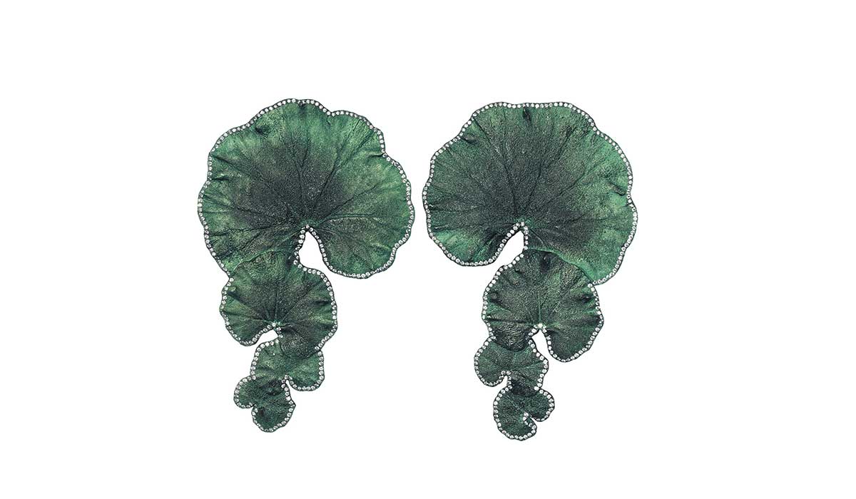 emmanuel tarpon's aluminium and diamonds earrings