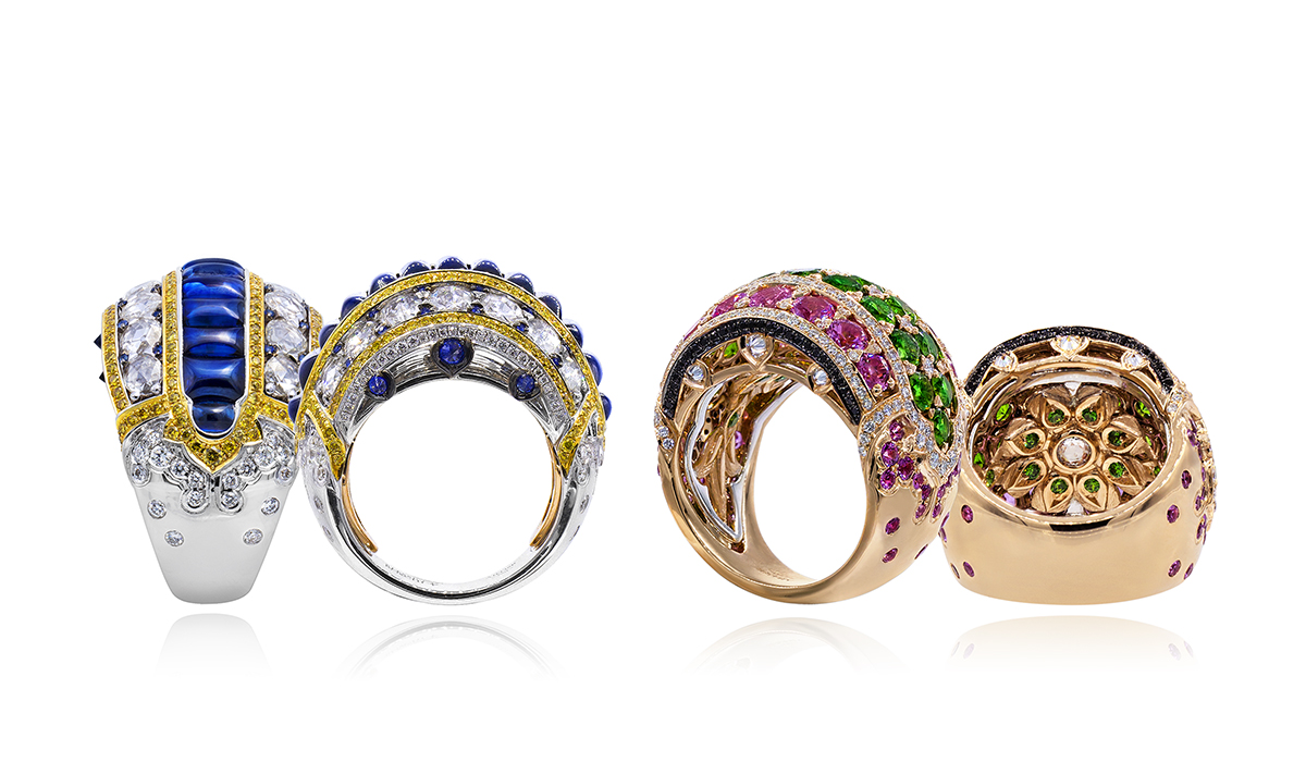 Peacock rings by Alessio Boschi