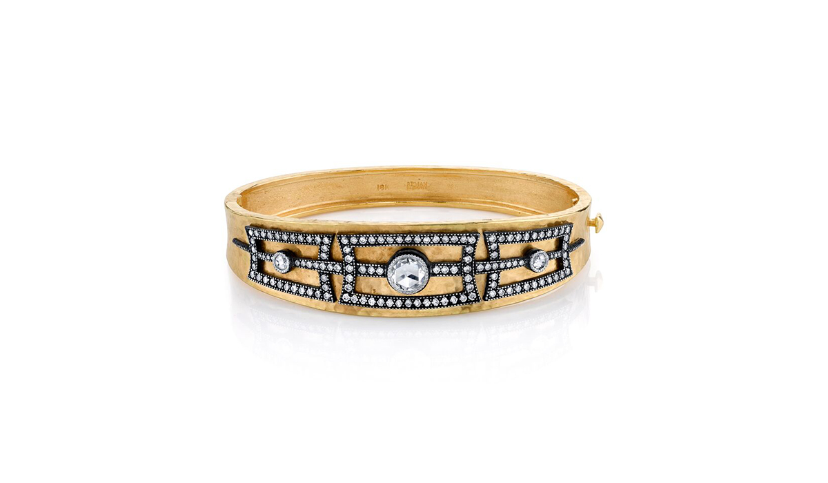 Gold and silver bangle with diamonds by Arman Sarkisyan