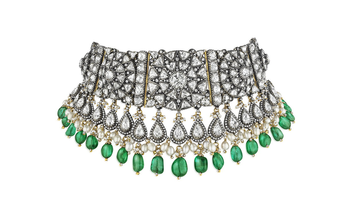 Emerald and diamond choker necklace from Gem Palace
