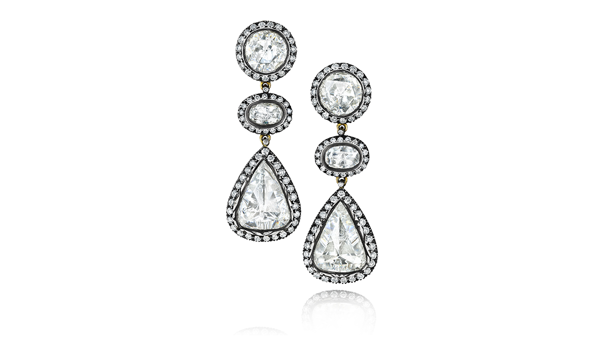 Antique finish diamond ear drops from Gem Palace