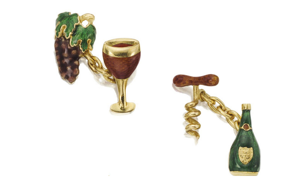 Bernardo Antichità - Gold Enamel Wine Cufflinks