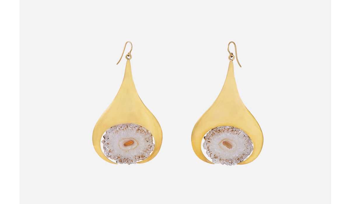 A pair of amethyst slice earrings by Barbara Cartlidge, 1970