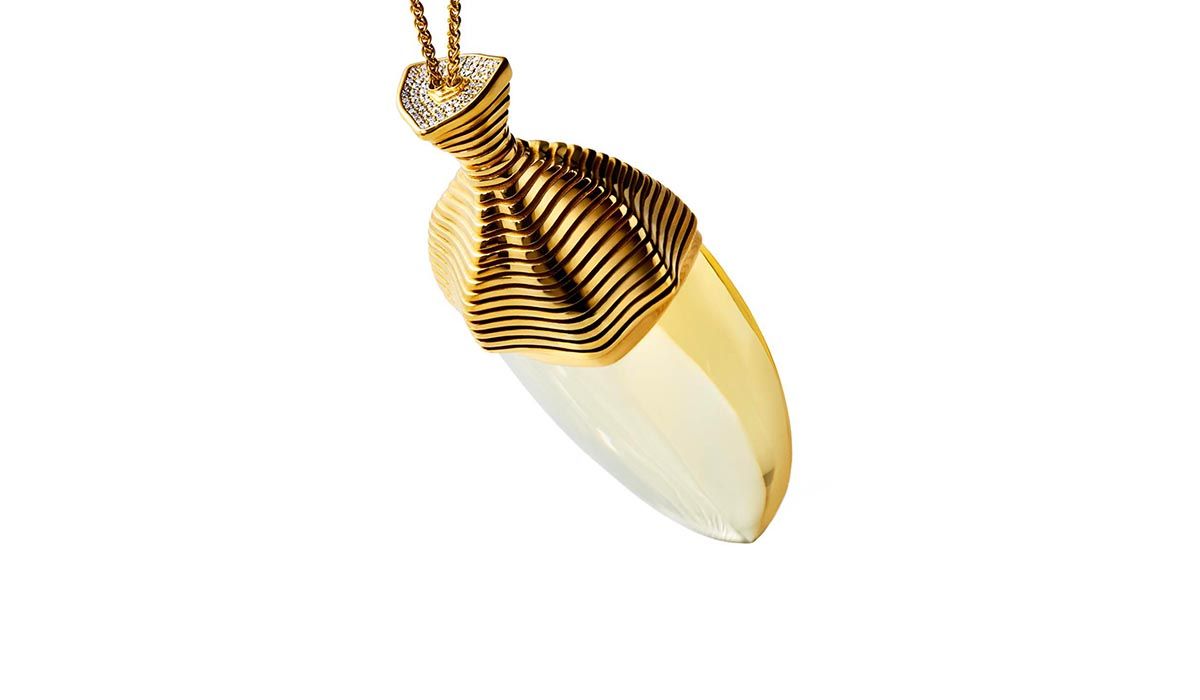 NAC Amber Collection, pendant - amber, gold, diamonds