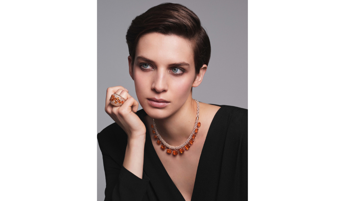 POMELLATO STILE LIBERO, MANDARINE MIRAGE necklace, SERTI LIBRE ring