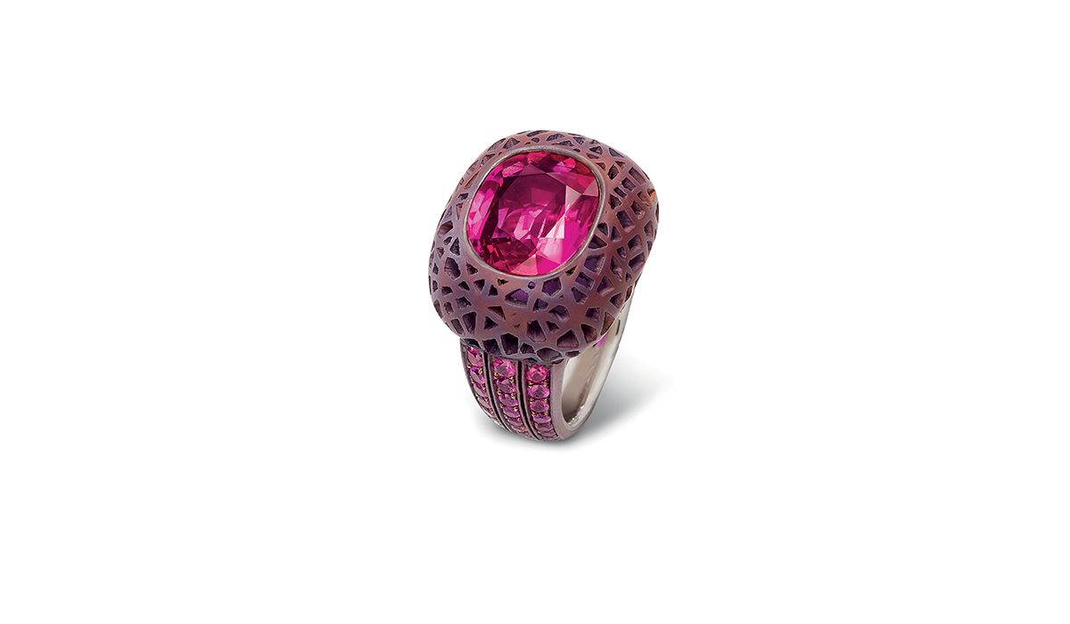 2003 cabochon ruby ring by Hemmerle set with a 5.33 carat Burmese ruby