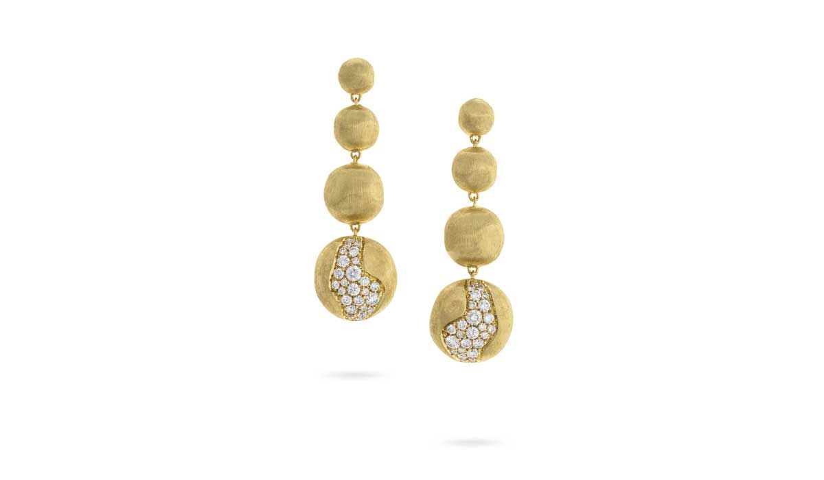 Gold boules and diamond earrings from the collection Africa Constellation.