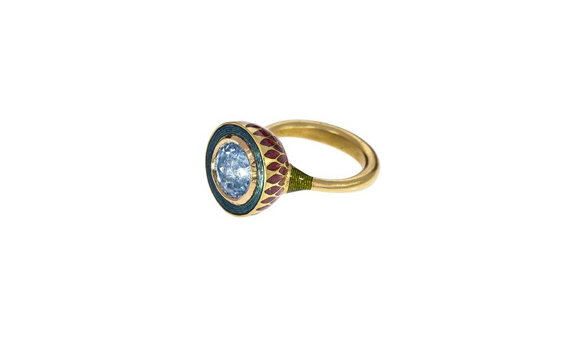 Aquamarine and enamel ring, Alice Cicolini.