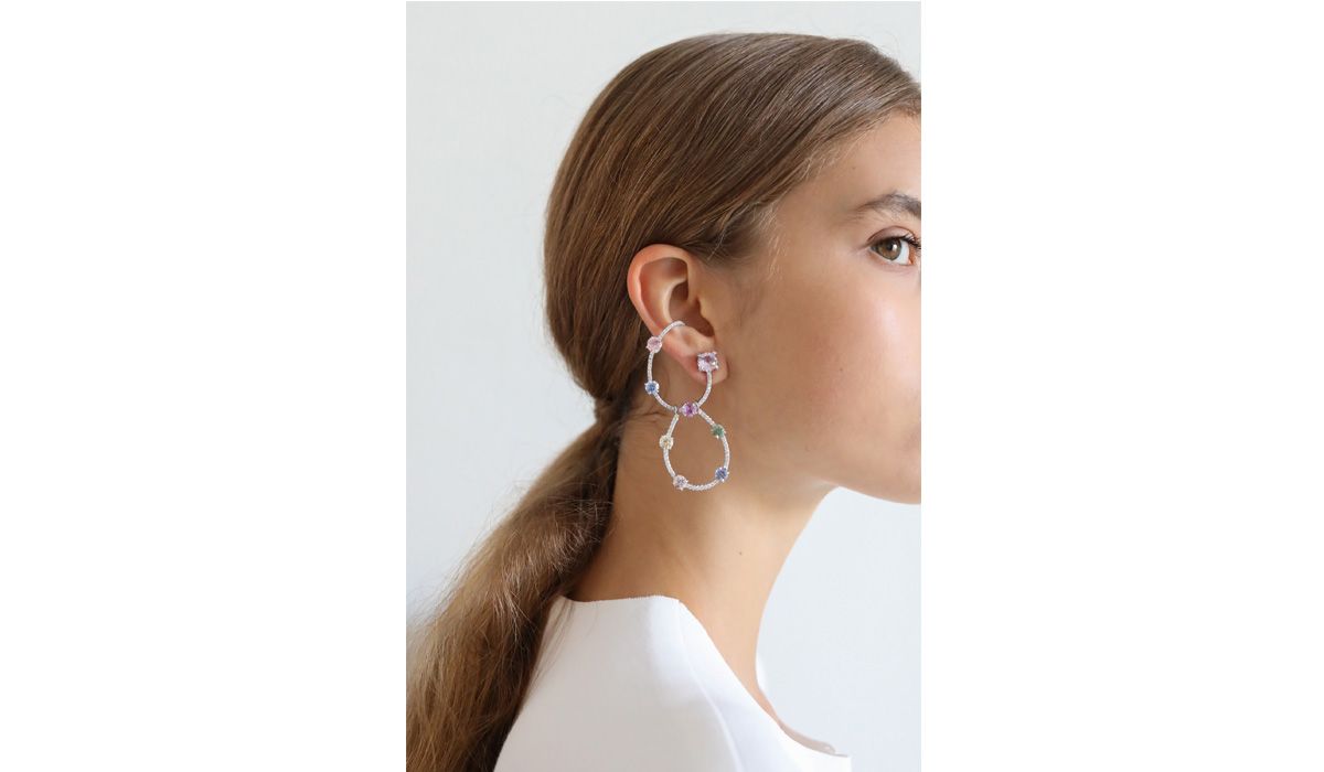 Gumballs and diamonds earrings, for the Essence presentation at the Musée des Arts Décoratifs in Paris, July 2018