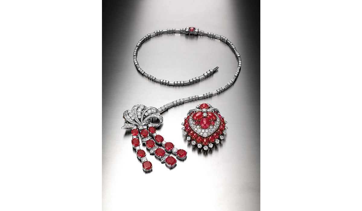 Necklace / brooch combination and brooch. BVLGARI, ca. 1955, 1963