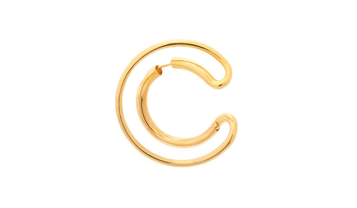 Golden-plated single Ego earring. Charlotte Chesnais