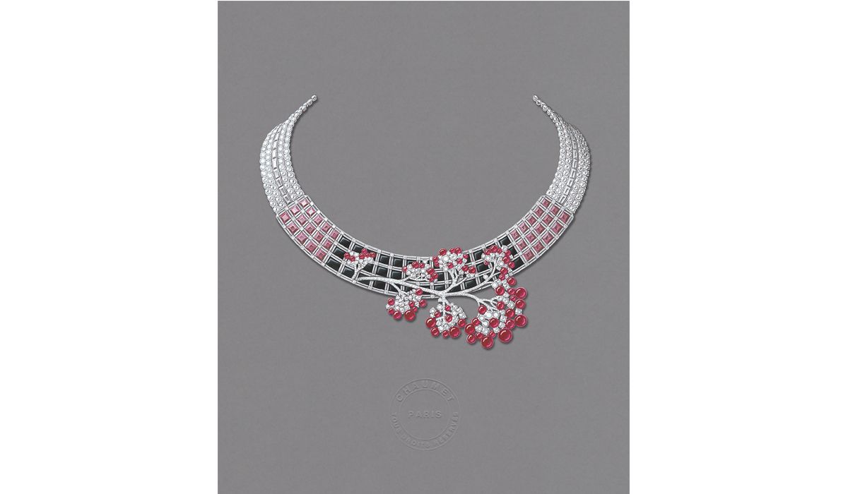 Japanese inspiration necklace Chaumet, 2018 Gouache