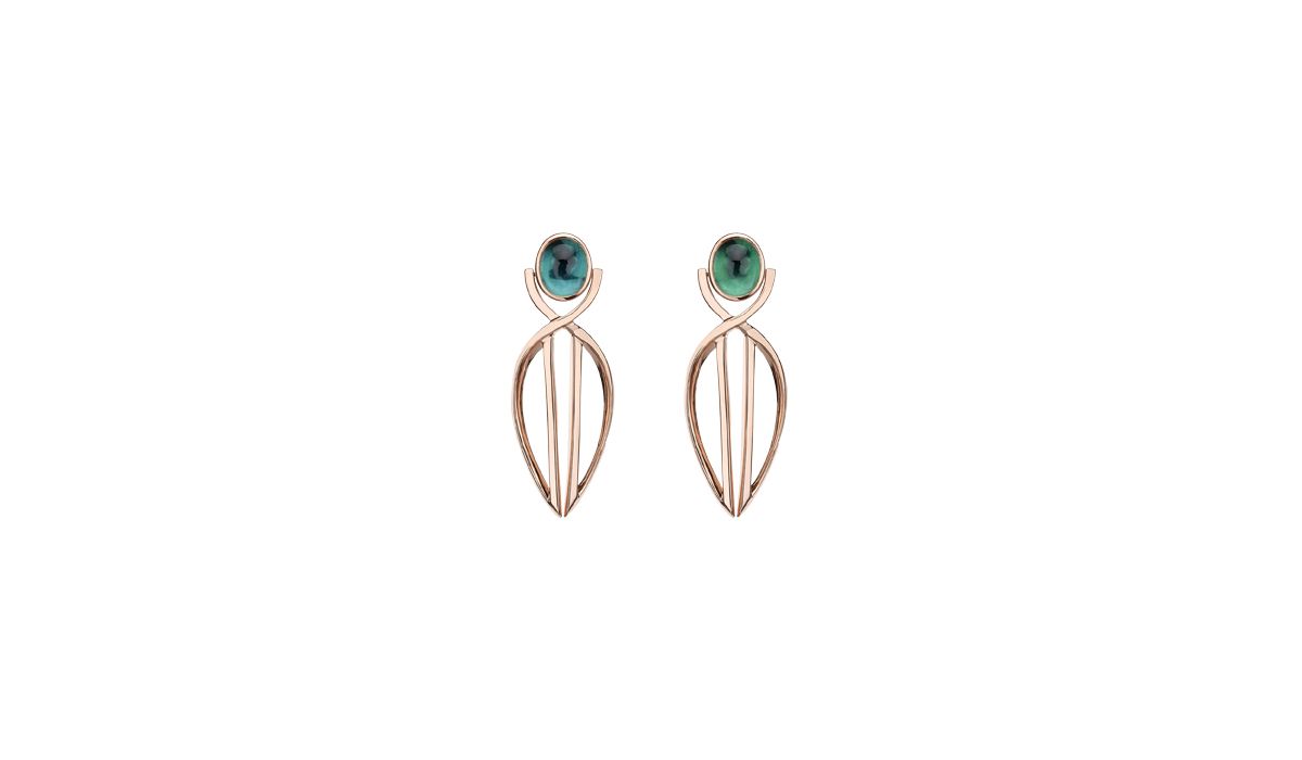 Green and blue tourmalines Cybelle earrings, Alchemist collection, Myrto Anastasopoulou