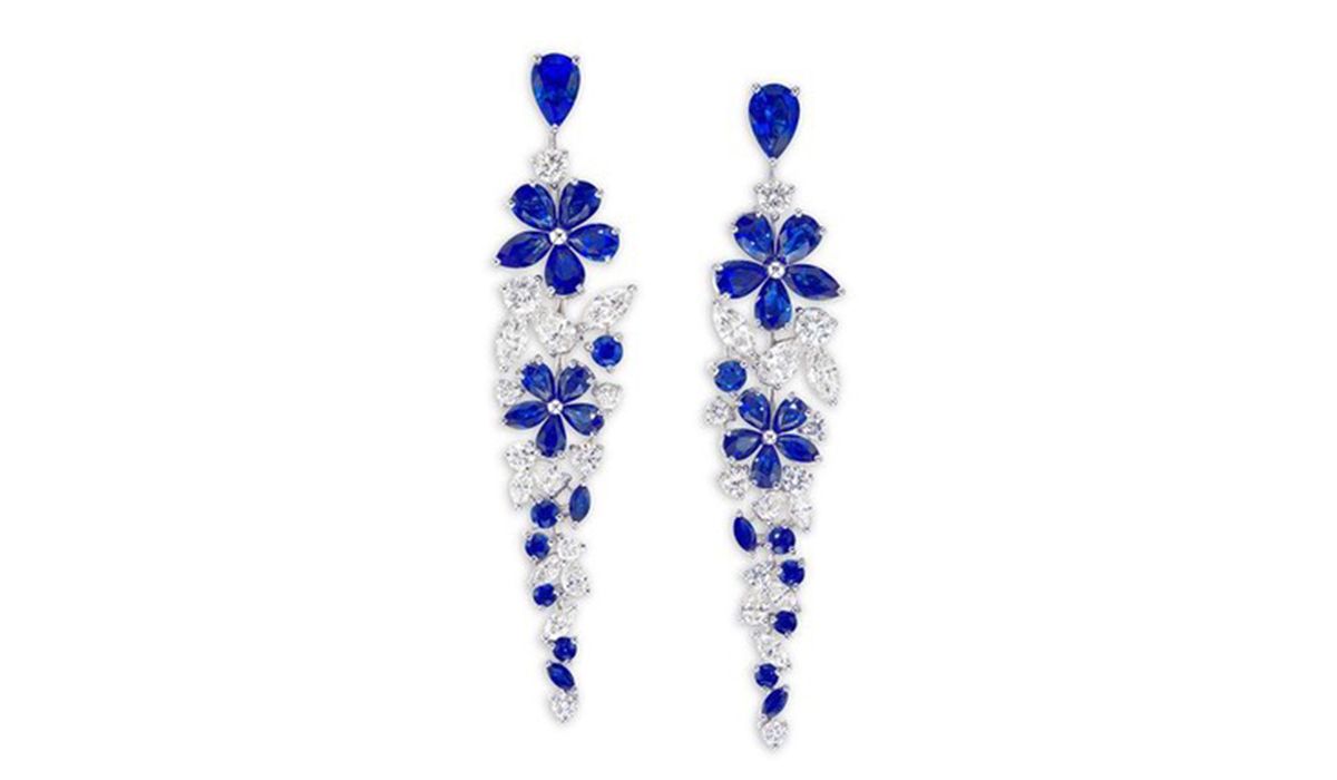 Graff. A Pair of Sapphire And Diamond “Carissa” Ear Pendants.