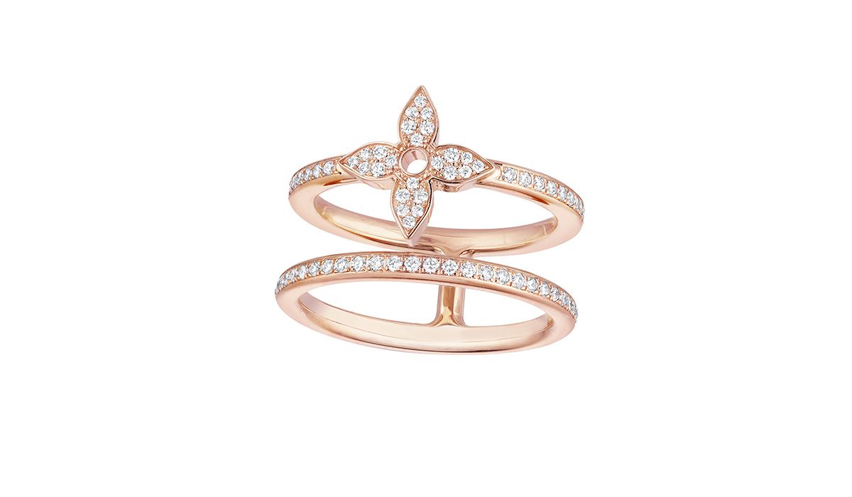 Idylle Blossom Paved Ring, 3 Golds and Diamonds - Luxury Gold