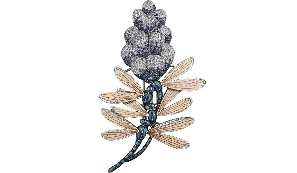 Enamel and diamonds for the Dragonflies on Gyachynth brooch.