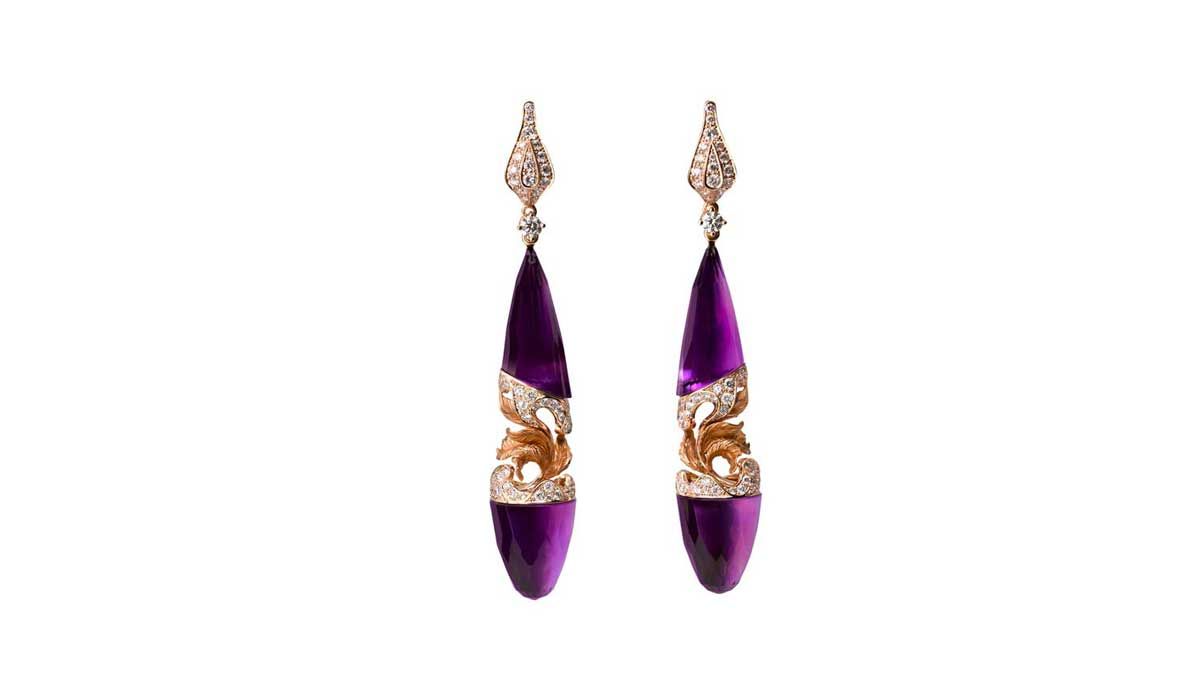 Amethyst and diamonds earrings, Magerit