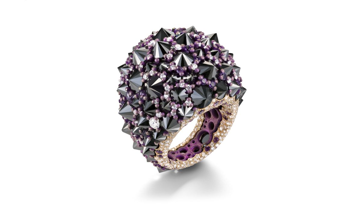 Titanium, diamonds and rubies Rêve_R ring