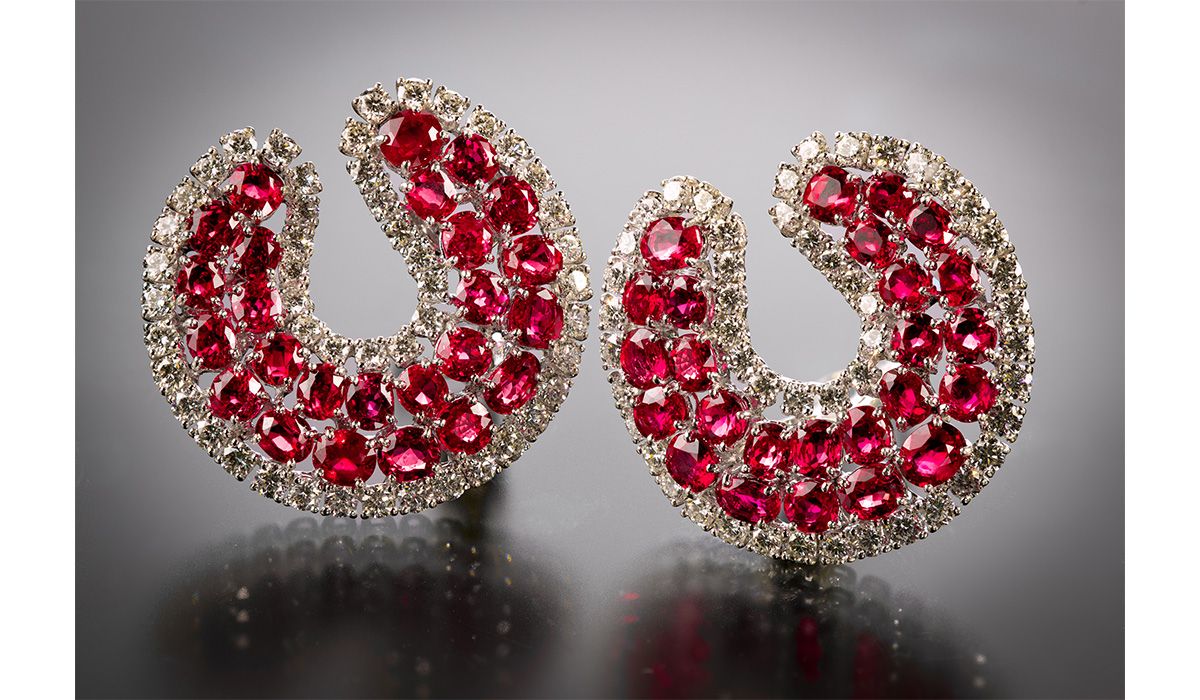 Bulgari Ruby and Diamond Ear Clips