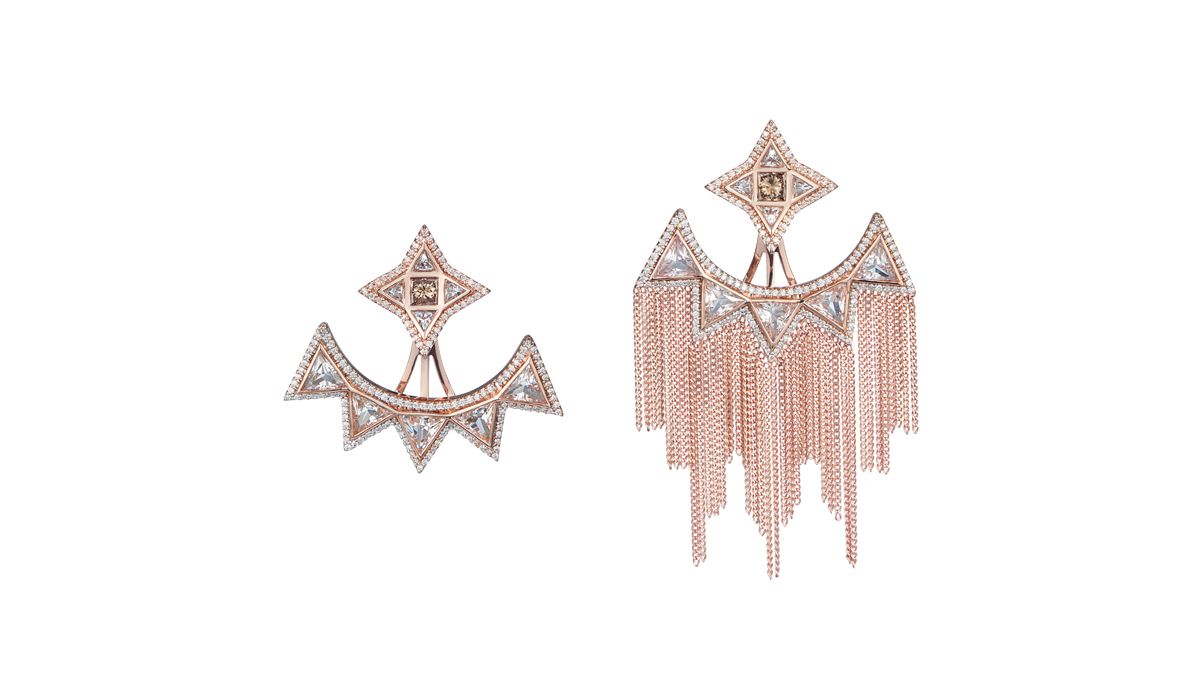 Earrings Trinity in rose gold and diamonds, Leyla Abdollahi, at Polly King showroom
