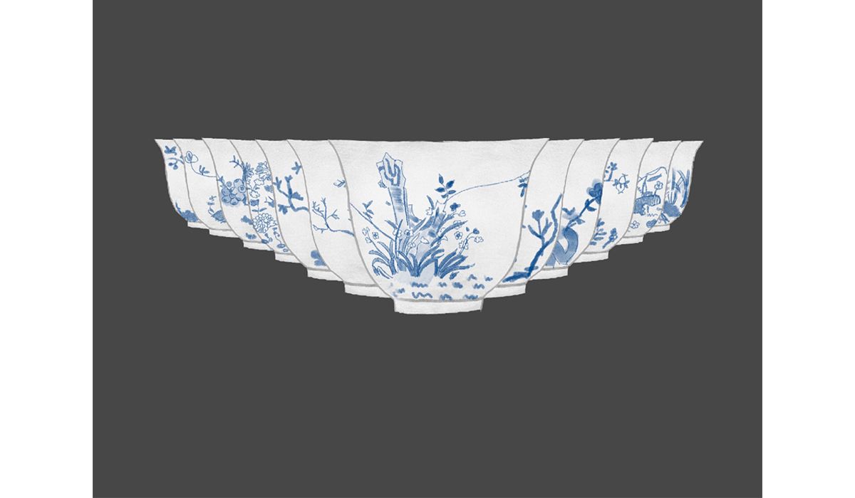 The 12 porcelain cups made for Emperor Kangxi in the 18th century that inspired “Twelve Blossoms”