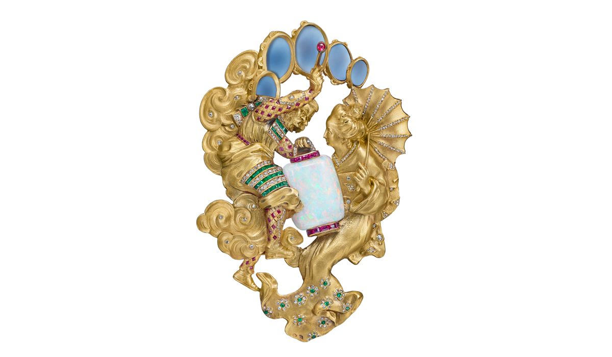 Japanese-style brooch representing Raijin, god of rain and thunder Joseph Chaumet, circa 1900