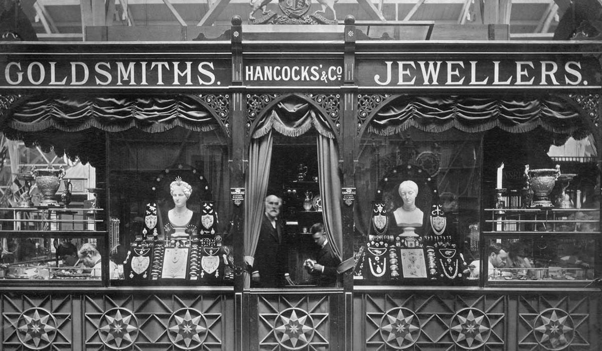 An old image of Hancocks stand at an exhibition in Vienna (1873)