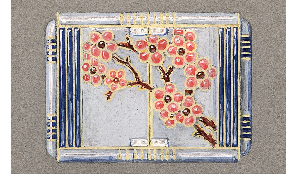 Chaumet design studio, circa 1925, Enamelled handbag-watch representing a blossoming cherry tree 