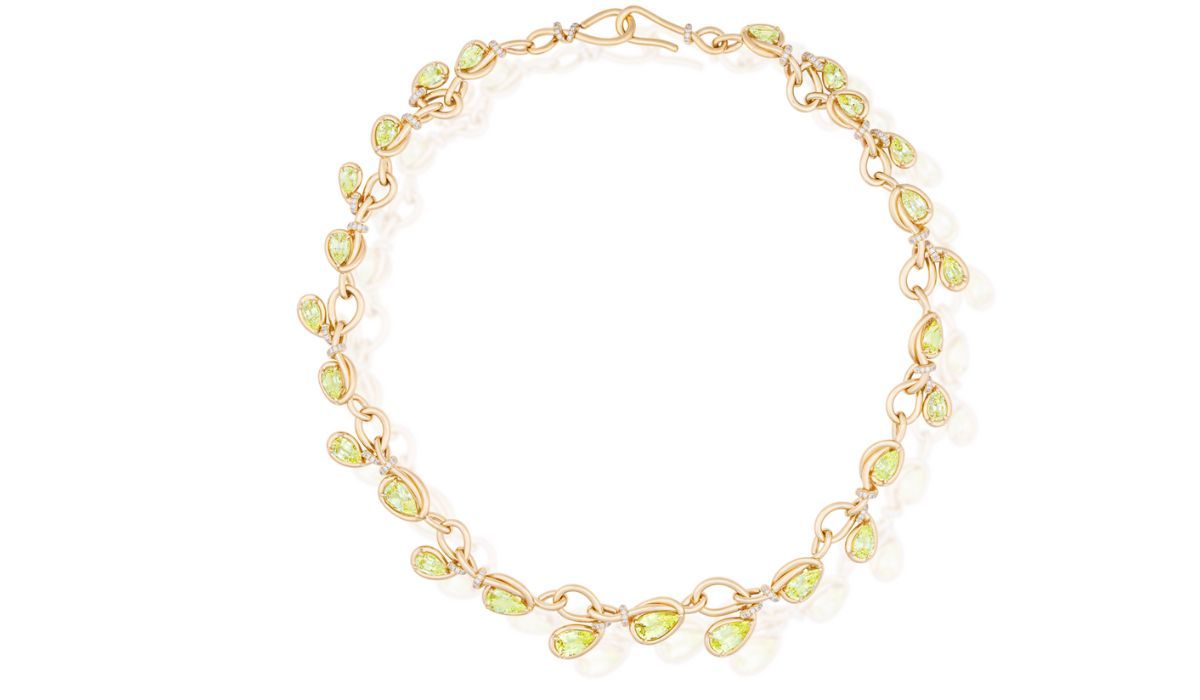 Gold and diamond necklaces with chrysoberyls