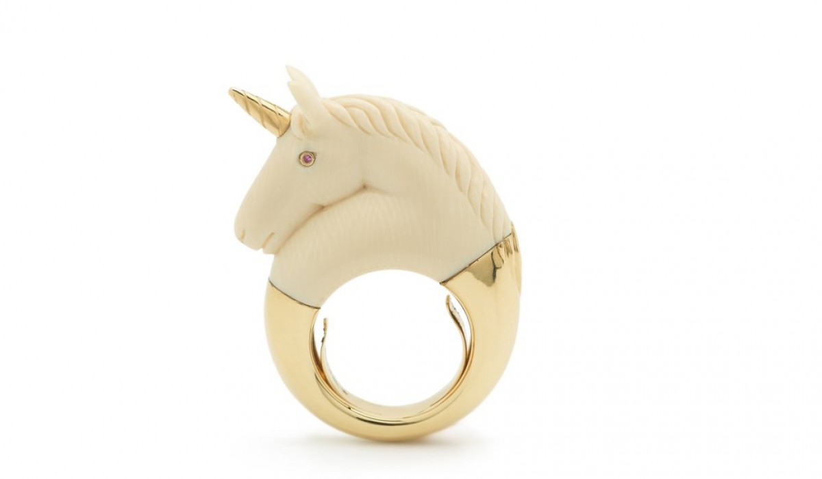 Mammoth unicorn ring by Bibi Van Der Velden