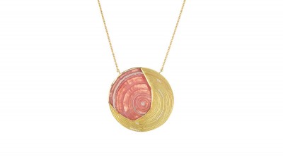 Woman in Pink with Rhodochrosite