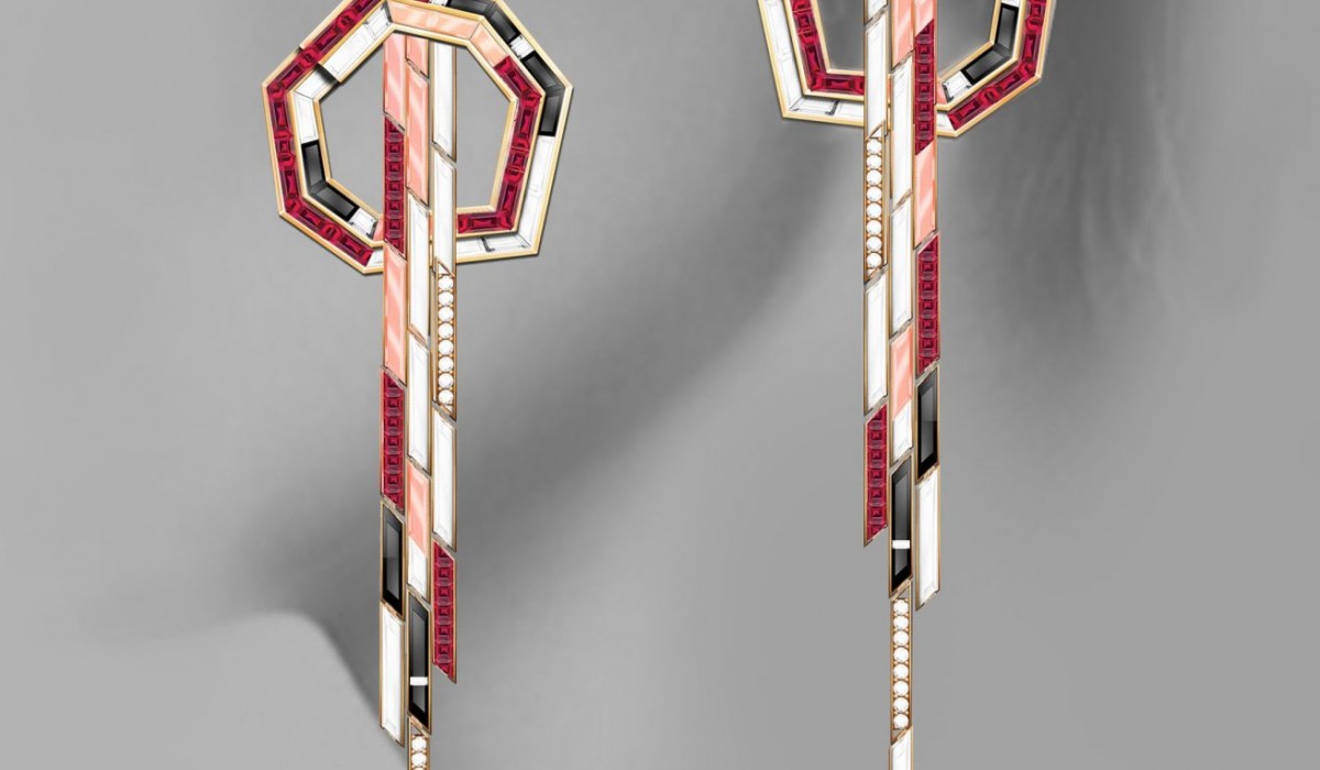 Hex multicolor gemstone earrings by Tomasz Donocik London